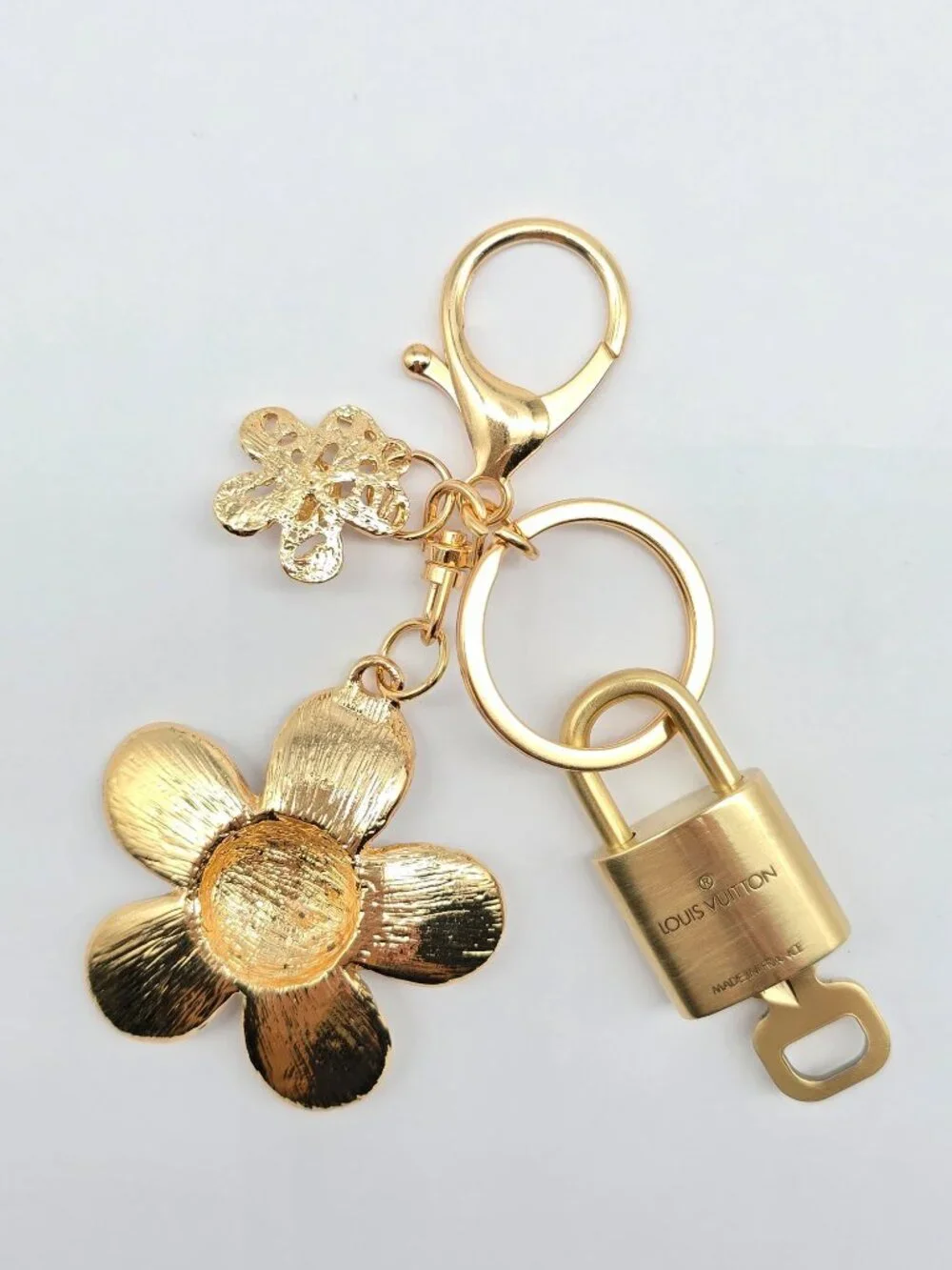 Authentic Louis Vuitton Gold Lock 🔒 Unbranded Flower Keychain Bag Charm